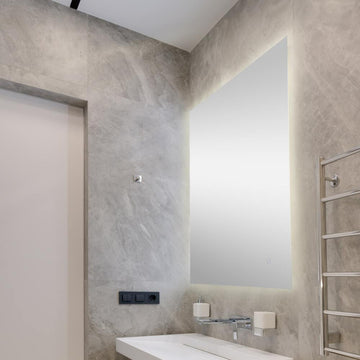 Nora Rectangular Frameless Anti-Fog Aluminum Back-lit Tri-color LED Bathroom Vanity Mirror with Smart Touch Control - JONATHAN Y
